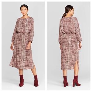 NWT Long Sleeve Crewneck Midi Dress w/Pockets
